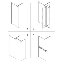 Walk-in bezdverový a bezbariérový sprchový kút LAGOS CHROM NEW 200 cm