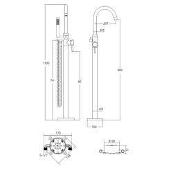 Stojanková vaňová batéria VEO I zlatá lesklá