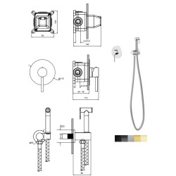 Set s bidetovou sprškou VEO zlatá leská