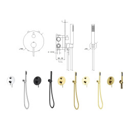 Podomietkový sprchový/vaňový set VEO II zlatá brúsená