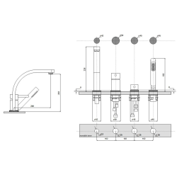 4 - otvorová vaňová batéria DECCO chróm s príslušenstvom