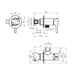 Baterie s bidetovou sprškou ULTRA U-30 NEW GRAFIT, grafitová barva