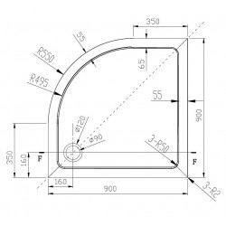 SET čtvrtkruhový kout MURO + vanička z litého mramoru