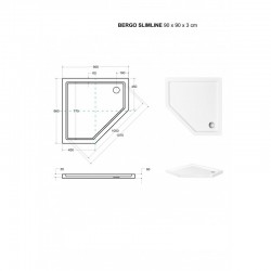 Pětiúhelníková sprchová vanička BERGO