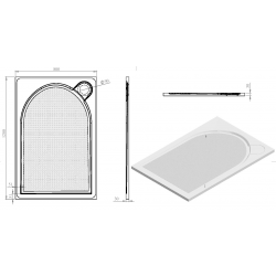 Obdelníková mramorová sprchová vanička LAKA