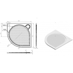 Čtvrtkruhová mramorová sprchová vanička LAKA