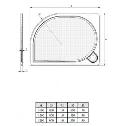 Štvrťkruhová asymetrická mramorová sprchová vanička LAKA