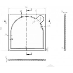 Štvorcová mramorová sprchová vanička LAKA