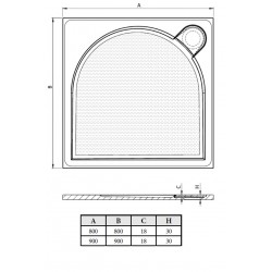 Štvorcová mramorová sprchová vanička LAKA