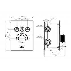 Termostatická podomietková batéria THERMO - 3F.