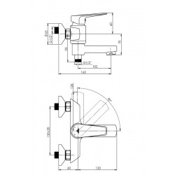 Vaňová nástenná vodovodná batéria DELI-10 SW