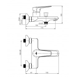 Vaňová nástenná vodovodná batéria DELI-10
